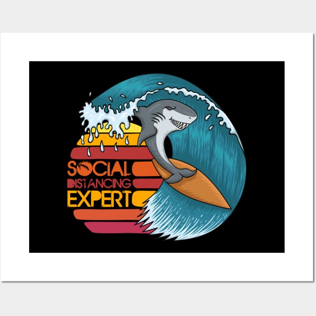 Social Distancing Expert - SURFER SHARK Wall Art by Pannolinno